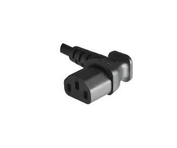 Cable de alimentación CEE 7/7 90° a C13 90° derecha, 0,75 mm², VDE, negro, longitud 1,80 m